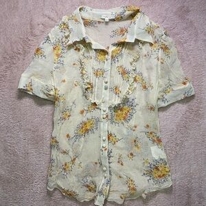 Matty M Floral Print Top - Yellow and Blue